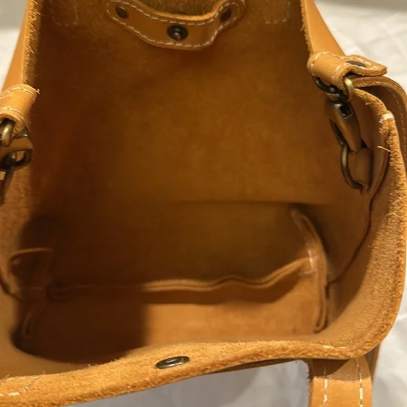 Portland Leather | Mini Crossbody Tote in Sunflower Yellow - Picture 3 of 4